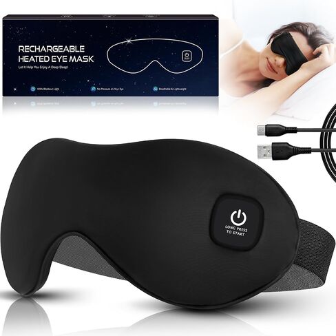 Heated Eye Mask, Mutilplx Cordless Heated Eye Masks for Dry Eyes, Washable Warm Eye Compress Eye Heating Pad for Eye Relief Stye Treatment Improved Sleep Travel (Black) in Saudi Arabia