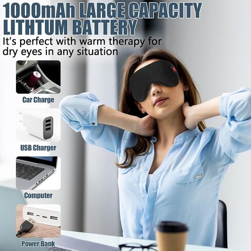 Heated Eye Mask, Mutilplx Cordless Heated Eye Masks for Dry Eyes, Washable Warm Eye Compress Eye Heating Pad for Eye Relief Stye Treatment Improved Sleep Travel (Black) in Saudi Arabia