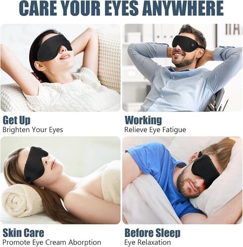 Heated Eye Mask, Mutilplx Cordless Heated Eye Masks for Dry Eyes, Washable Warm Eye Compress Eye Heating Pad for Eye Relief Stye Treatment Improved Sleep Travel (Black) in Saudi Arabia