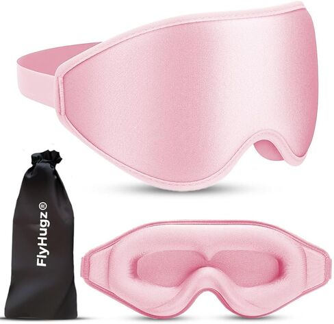 FlyHugz® 3D Travel & Home Sleep Mask|Ultra-Soft, 100% Light-Blocking Eye Mask for Deeper Sleep,Adjustable Strap with Nose Bridge Design|Perfect for Travel and Insomnia in Saudi Arabia