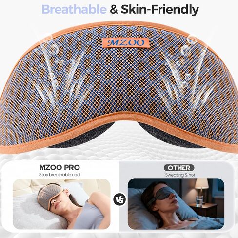 MZOO Pro Breathable Sleep Mask - Complete Blackout Sleeping Eye Mask for Side Sleeper, 3D Zero Pressure & Eyelash Friendly Night Blindfold Eye Covers, Travel Essentials & Birthday Gifts for Women Men in Saudi Arabia