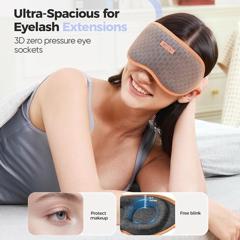 MZOO Pro Breathable Sleep Mask - Complete Blackout Sleeping Eye Mask for Side Sleeper, 3D Zero Pressure & Eyelash Friendly Night Blindfold Eye Covers, Travel Essentials & Birthday Gifts for Women Men in Saudi Arabia