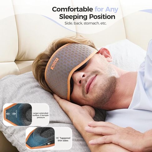 MZOO Pro Breathable Sleep Mask - Complete Blackout Sleeping Eye Mask for Side Sleeper, 3D Zero Pressure & Eyelash Friendly Night Blindfold Eye Covers, Travel Essentials & Birthday Gifts for Women Men in Saudi Arabia