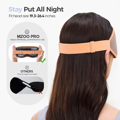 MZOO Pro Breathable Sleep Mask - Complete Blackout Sleeping Eye Mask for Side Sleeper, 3D Zero Pressure & Eyelash Friendly Night Blindfold Eye Covers, Travel Essentials & Birthday Gifts for Women Men in Saudi Arabia