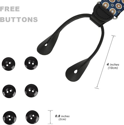 Men Button Suspenders Adjustable,1.4 Inch Wide Heavy Duty Y-Back Elastic Mens Suspenders with Leather Buttons in Kuwait