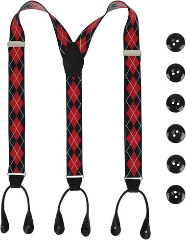Men Button Suspenders Adjustable,1.4 Inch Wide Heavy Duty Y-Back Elastic Mens Suspenders with Leather Buttons in Saudi Arabia