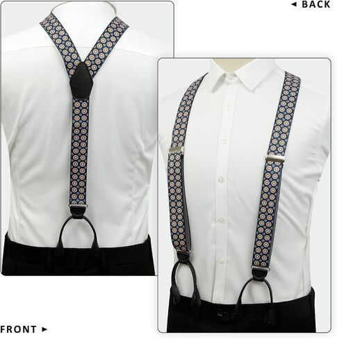 Men Button Suspenders Adjustable,1.4 Inch Wide Heavy Duty Y-Back Elastic Mens Suspenders with Leather Buttons in Kuwait