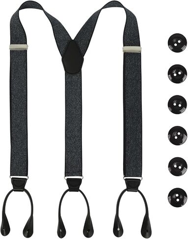Men Button Suspenders Adjustable,1.4 Inch Wide Heavy Duty Y-Back Elastic Mens Suspenders with Leather Buttons in Kuwait
