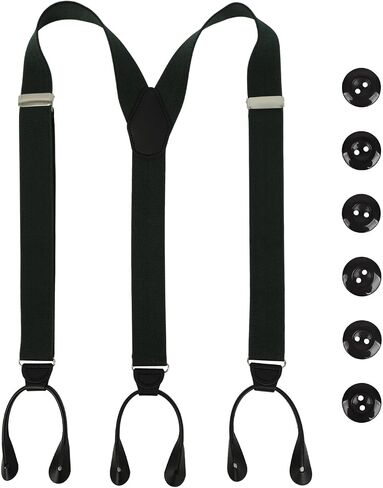 Men Button Suspenders Adjustable,1.4 Inch Wide Heavy Duty Y-Back Elastic Mens Suspenders with Leather Buttons in Kuwait