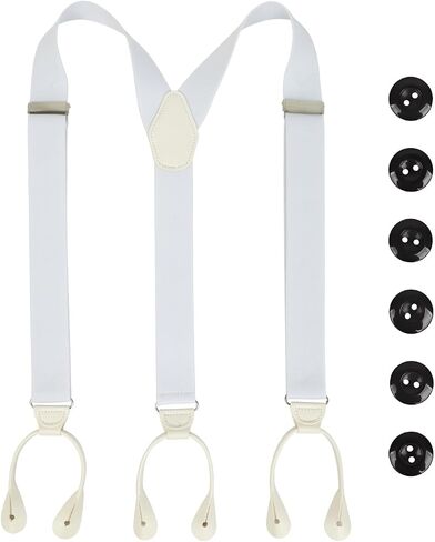 Men Button Suspenders Adjustable,1.4 Inch Wide Heavy Duty Y-Back Elastic Mens Suspenders with Leather Buttons in Kuwait