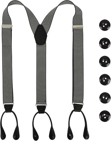 Men Button Suspenders Adjustable,1.4 Inch Wide Heavy Duty Y-Back Elastic Mens Suspenders with Leather Buttons in Kuwait