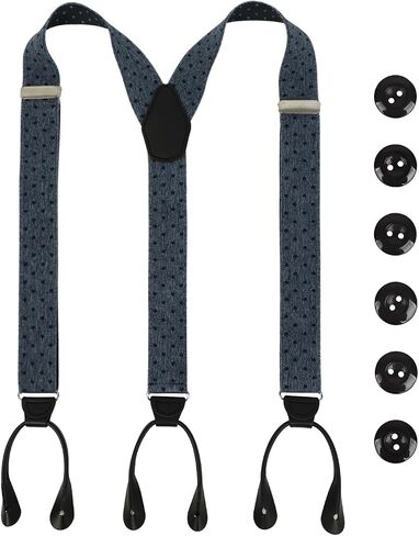 Men Button Suspenders Adjustable,1.4 Inch Wide Heavy Duty Y-Back Elastic Mens Suspenders with Leather Buttons in Kuwait
