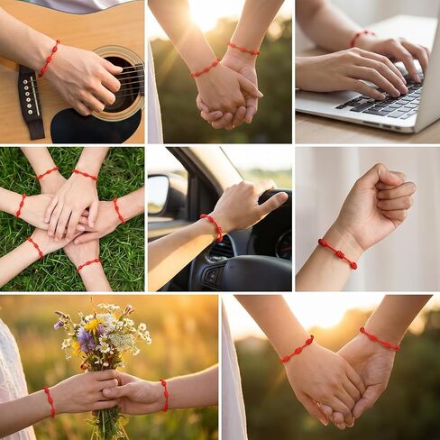 8 قطع من أساور الحبل الأحمر Pulsera Roja القابلة للتعديل 7 عقدة، تمائم سلسلة من النايلون المضفر من أجل الحظ الجيد (1.38-3.94 بوصة) in Kuwait
