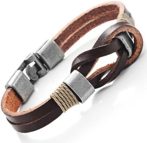 سوار بعقدة بحرية من الجلد البني الداكن من Urban Jewelry له ولها مقاس 8 بوصة (مشبك جديد آمن) in Kuwait