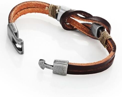 سوار بعقدة بحرية من الجلد البني الداكن من Urban Jewelry له ولها مقاس 8 بوصة (مشبك جديد آمن) in Kuwait