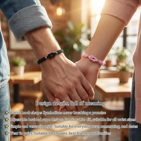 Pinky Promise Bracelet Love Knot Matching Couples Bracelets Jewelry Valentine's Day Gifts for Boyfriend Girlfriend Husband Wife in Saudi Arabia