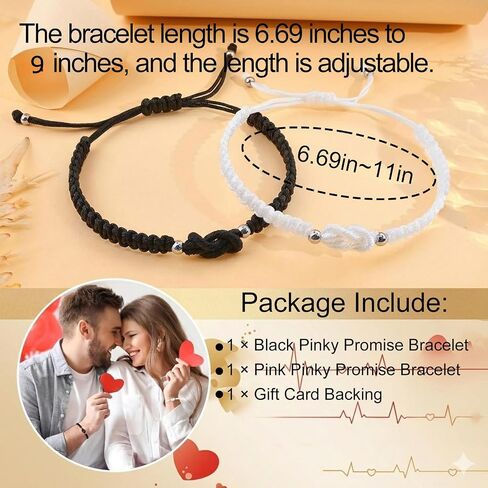 Pinky Promise Bracelet Love Knot Matching Couples Bracelets Jewelry Valentine's Day Gifts for Boyfriend Girlfriend Husband Wife in Saudi Arabia