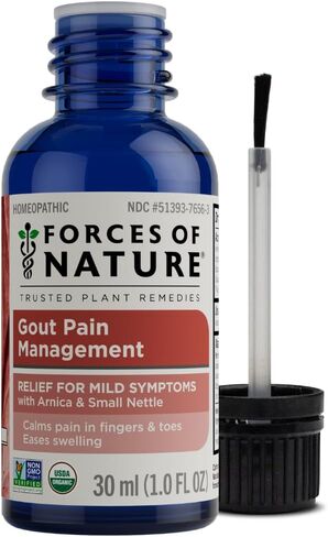 Forces of Nature Natural Organic Gout Relief for Feet, Toes, Hands, Joints, Topical Rollerball, Fast Acting Support for Inflammation, Discomfort, and Burning Pain, Non-GMO, 1 Fl Oz in Saudi Arabia