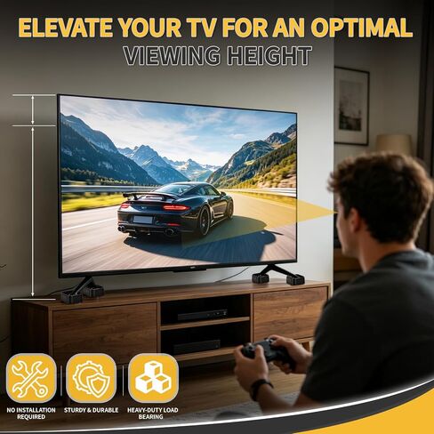 Tv Riser Blocks, Adjustable TV Stand Riser Blocks, No Assembly Non Slip | Table Leg Risers, Stackable Heavy-Duty Adjustable Height, Block Lift fit TV Table Desk Treadmill Sofa, Easy to Install 4 Pack in Kuwait