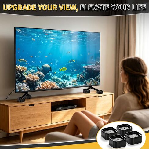 Tv Riser Blocks, Adjustable TV Stand Riser Blocks, No Assembly Non Slip | Table Leg Risers, Stackable Heavy-Duty Adjustable Height, Block Lift fit TV Table Desk Treadmill Sofa, Easy to Install 4 Pack in Kuwait