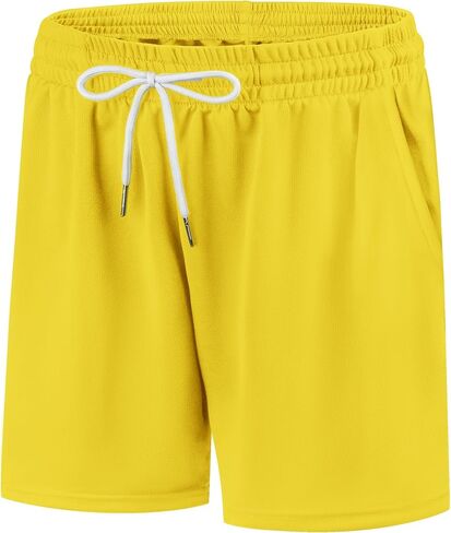 Boys Athletic Shorts Basketball Soccer Shorts Mesh Quick Dry Running Gym Sports Clothes for Teen Youth Yellow 14-16 Years in Kuwait