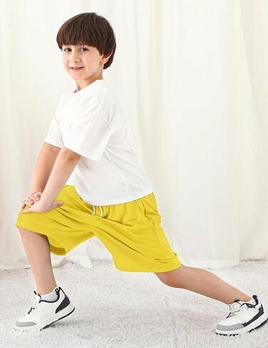 Boys Athletic Shorts Basketball Soccer Shorts Mesh Quick Dry Running Gym Sports Clothes for Teen Youth Yellow 14-16 Years in Kuwait