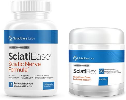 SciatiEase Sciatic Nerve Support Supplement Sciati Ease and SciatiFlex Bundle with Alpha Palm and Maximum Strength Sciatic Cream with Hemp and Arnica Extract in Saudi Arabia