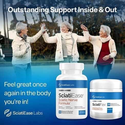 SciatiEase Sciatic Nerve Support Supplement Sciati Ease and SciatiFlex Bundle with Alpha Palm and Maximum Strength Sciatic Cream with Hemp and Arnica Extract in Saudi Arabia
