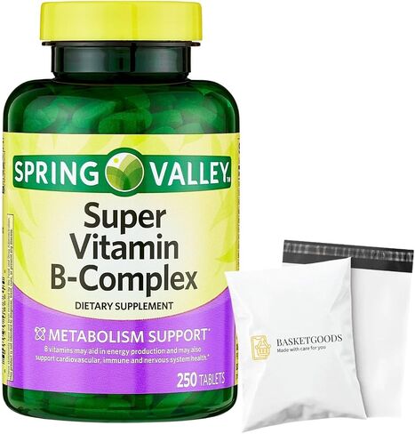 Spring Valley Super Vitamin B Complex Calcium Carbonate, Ascorbic Acid 250 Tablets - Set by Basket Goods in Saudi Arabia