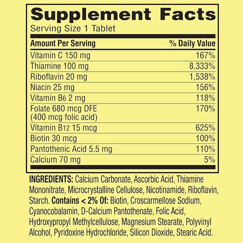 Spring Valley Super Vitamin B Complex Calcium Carbonate, Ascorbic Acid 250 Tablets - Set by Basket Goods in Saudi Arabia
