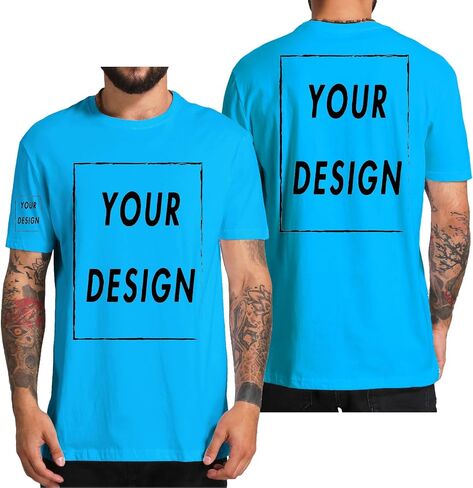 Custom T Shirt for Men Women Design Your Own Front Back Print Personalized T-Shirts in Kuwait
