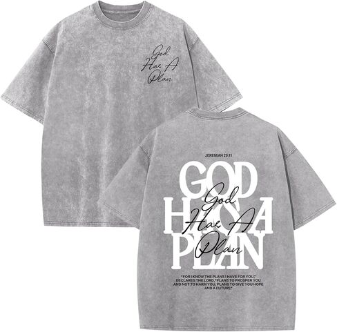 Christian Shirts for Men God Religious Jesus Faith Inspirational Bible Verse Tshirt Oversized Acid Wash Graphic Tees in Saudi Arabia