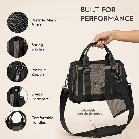 Black Mini Mesh Duffle Bag with Attached Coin Purse, Small Mesh Duffel Bag with Adjustable Shoulder Strap, Top Handles, Lightweight Everyday Travel Bag for Women in Saudi Arabia