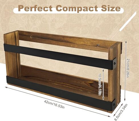 Wood Magazine Rack Wall Mounted & Wall Magazine Rack, Pine Wood Black Metal Wall Magazine Holder for Magazines, Books, Mountable or Freestanding Organizer in Saudi Arabia