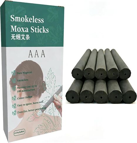 Natural Moxa Sticks for Moxibustion - Smokeless Herbal Therapy, Pure Mugwort, Traditional Wellness, 10 Pack in Saudi Arabia