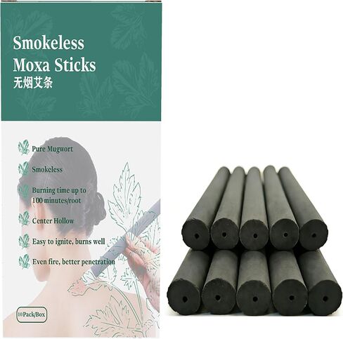Natural Moxa Sticks for Moxibustion - Smokeless Herbal Therapy, Pure Mugwort, Traditional Wellness, 10 Pack in Saudi Arabia