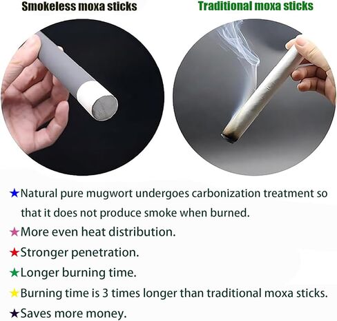 Natural Moxa Sticks for Moxibustion - Smokeless Herbal Therapy, Pure Mugwort, Traditional Wellness, 10 Pack in Saudi Arabia