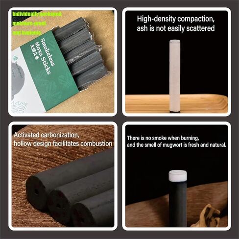 Natural Moxa Sticks for Moxibustion - Smokeless Herbal Therapy, Pure Mugwort, Traditional Wellness, 10 Pack in Saudi Arabia