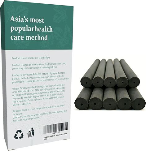 Natural Moxa Sticks for Moxibustion - Smokeless Herbal Therapy, Pure Mugwort, Traditional Wellness, 10 Pack in Saudi Arabia