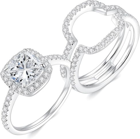 2.5CT Moissanite Wedding Ring Set for Women D Color VVS1 Cushion Cut Bridal Set Wedding Bands S925 Sterling Silver with 18K White Gold Plated Engagement Anniversary Rings for Her Size 9 in Saudi Arabia