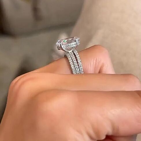 925 Sterling Silver Bridal Rings Sets AAA Cubic Zirconia CZ Promise Ring 3pcs Set Round Cut 3ct Halo Solitare Bridal Rings Sets Oval Cut CZ Engagement Rings Wedding Band for Women Size 6 in Saudi Arabia