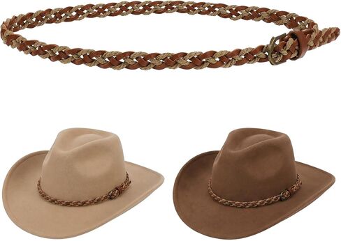 Cowboy Hat Bands for Men Women Leather Hat Bands for Cowboy Hats Weaving Adjustable Cowboys Hat-Accessories for Cowboys Cowgirl and Western Fedora Panama Hats Brown in Saudi Arabia