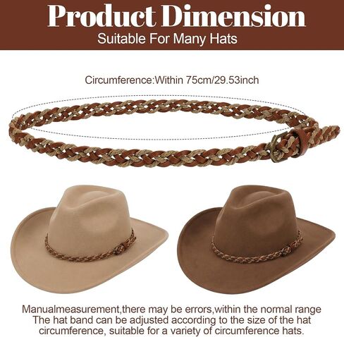 Cowboy Hat Bands for Men Women Leather Hat Bands for Cowboy Hats Weaving Adjustable Cowboys Hat-Accessories for Cowboys Cowgirl and Western Fedora Panama Hats Brown in Saudi Arabia