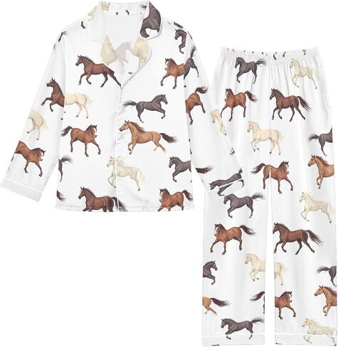 Two Piece Long Sleeve Satin Pajamas Set Comfy Silk Sleepwear Button Down Top and Pants Pjs in Saudi Arabia