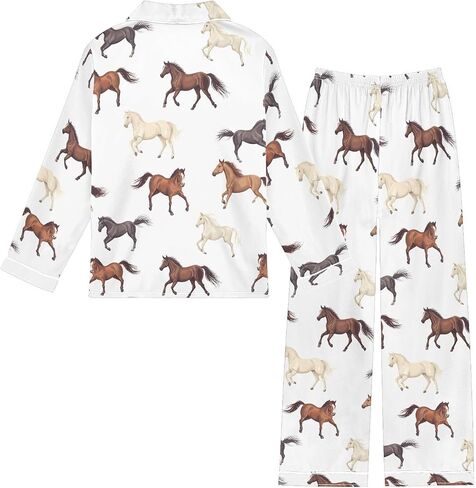 Two Piece Long Sleeve Satin Pajamas Set Comfy Silk Sleepwear Button Down Top and Pants Pjs in Saudi Arabia