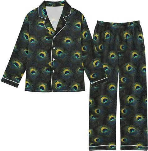 Two Piece Long Sleeve Satin Pajamas Set Comfy Silk Sleepwear Button Down Top and Pants Pjs in Saudi Arabia