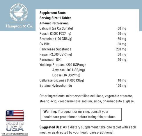 Hampton Distribution Digestive Enzymes Complete: A Premium Broad-Spectrum Formula for Gut Function and Nutrient Bioavailability. Gluten-Free & Non-GMO – 90 Tablets in Saudi Arabia
