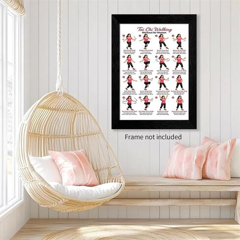 GO-SANTNN Tai Chi Walking Workout for Women Poster Wellness Exercise Chart Canvas Wall Art Balance and Mindful Movement Exercise Prints Living Room Office Apartment Wall Decor 12x18 inch Unframed in Kuwait