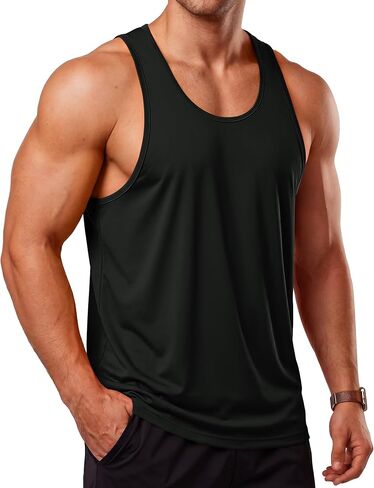 TACVASEN Mens Workout Tank Top UPF 80+ Y-Back Muscle Shirts Quick Dry Sleeveless Tee Shirt for Swim Beach Gym Athletic in Kuwait
