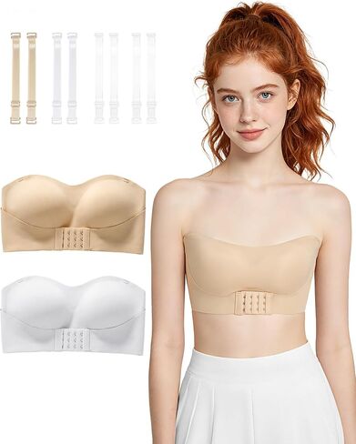 Phennie's Girls Strapless Bra for Teens Girls Bandeau Bras 10-12 12-14 14-16 Wireless Training Bras with Detachable Strap in Saudi Arabia
